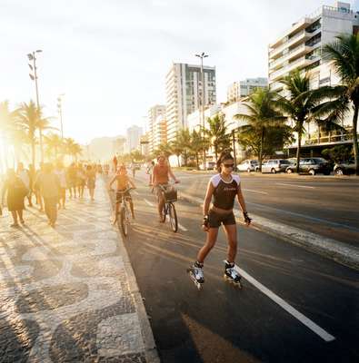 Rollerblading along the Ipanema promenade