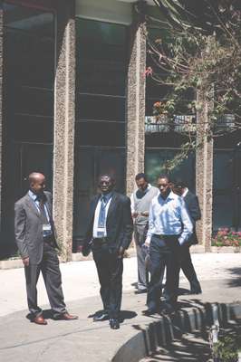 AUCC delegates outside Congo House canteen