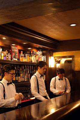 Immaculately turned-out  staff at Star Bar Ginza