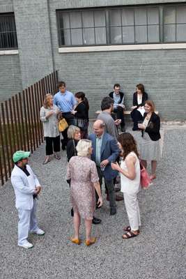 Guests arriving for the Jacob Kassay opening at The Power Station