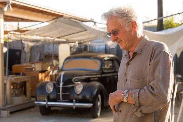 In the courtyard of his LA studio