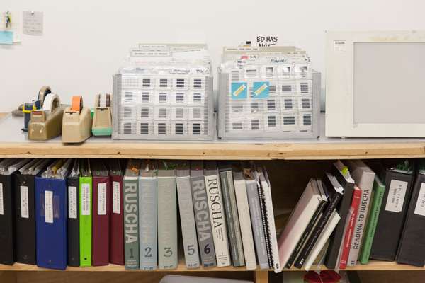 Shelf in Ruscha's office