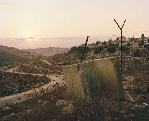Sniper’s shield, near the gates of Kiryat Netafim, a Jewish settlement that has controversially expanded into the West Bank  