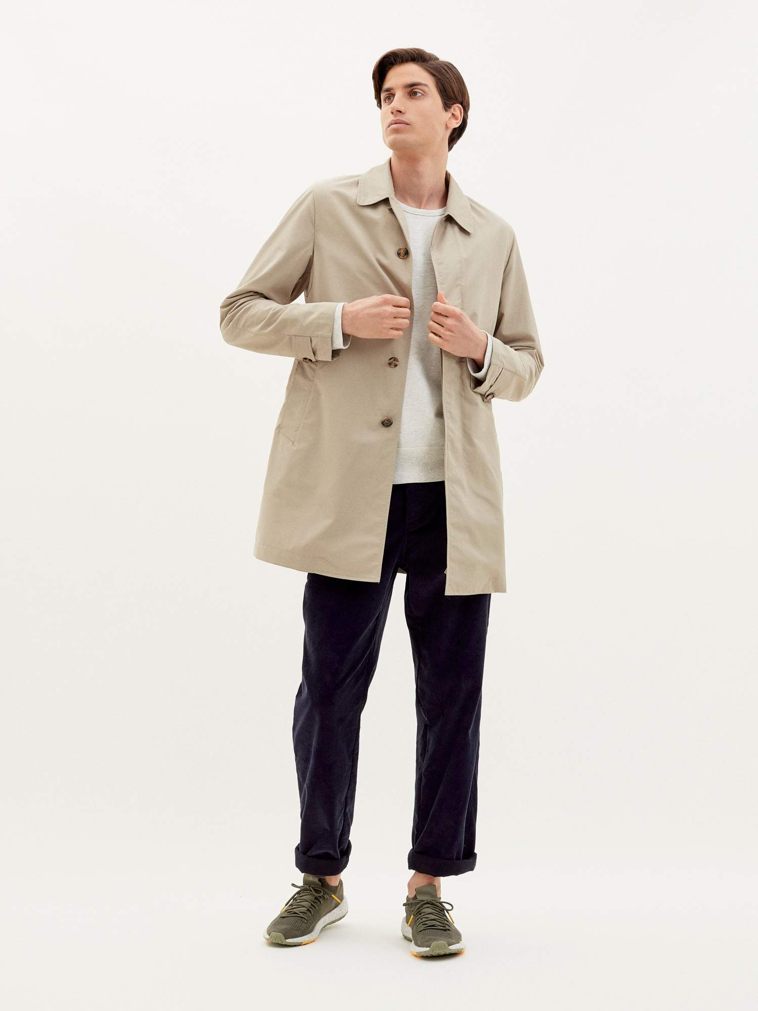 Men's Beige Cotton Twill Jacket from India - Breezy Day in Beige