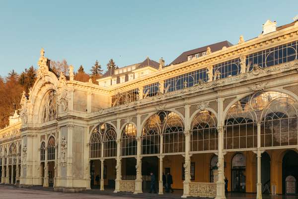 This cast-iron colonnade is at the center of spa life