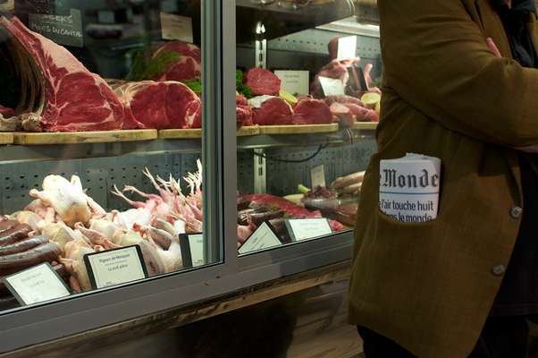Meat fridge at Terroirs d'Avenir butcher's