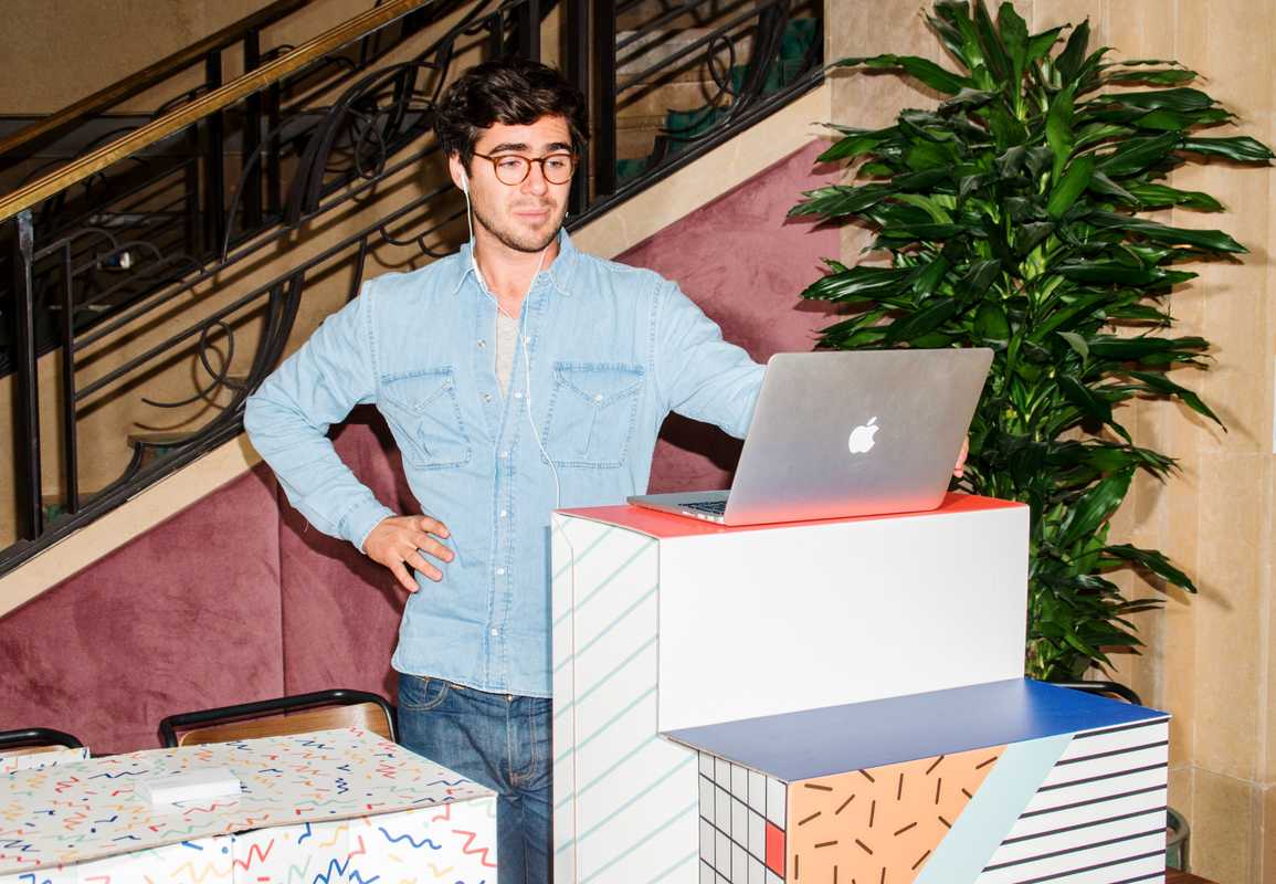 At a standing desk in WeWork, Paris 