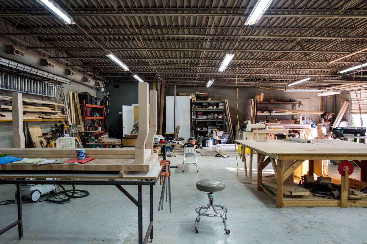 Workshop of furniture-maker Fecht Designs, located in an industrial park in East Nashville