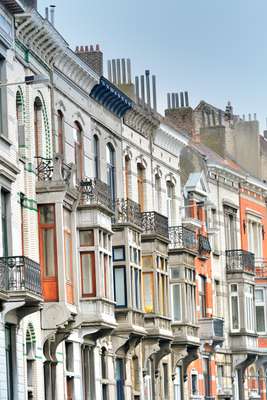 A terrace of houses in Saint-Gilles close-up