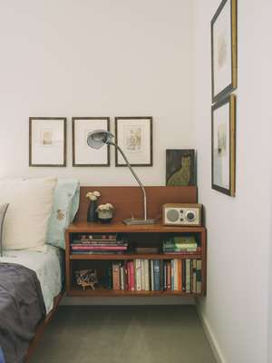 Bedroom of Carl Korte and Judy Stein-Korte in their house built by MacDonald 