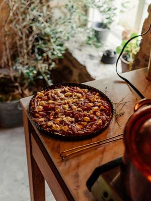 Onion tart with goat’s cheese