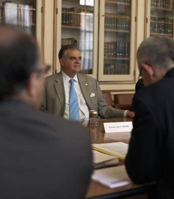 US transport secretary Ray LaHood meets French rail officials at the US Embassy, Paris