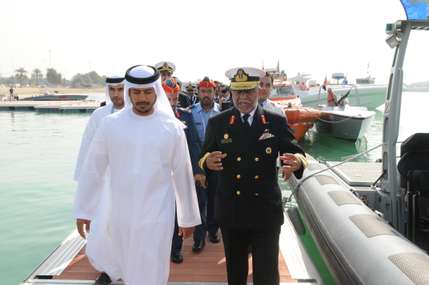 His Highness Sheikh Sultan Bin Tahnoon Al Nahyan, chairman of Abu Dhabi Tourism Authority & ADNEC (left), Major General Obaid Al Ketbi (right)