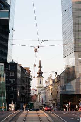 Tramlines on a Leopoldstadt street