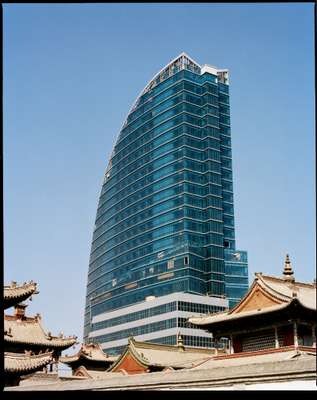 Choijin Lama Temple Museum with new skyscraper behind