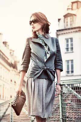 1. Jacket and blouse by Tonello, Skirt by Incotex, Sunglasses by Chanel, Watch by Rado, Bag by Dries Van Noten