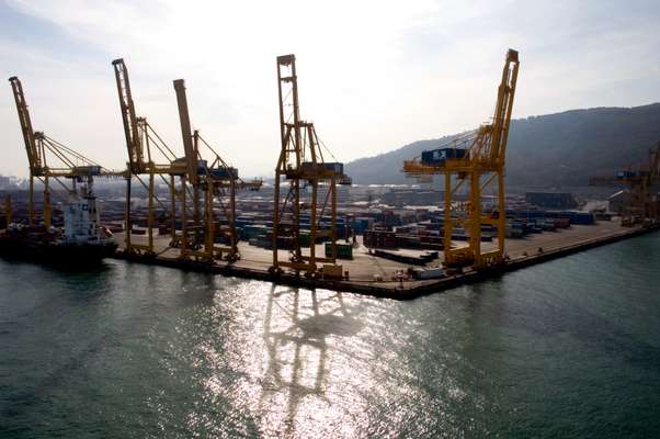 Barcelona port seen from the Fantasia