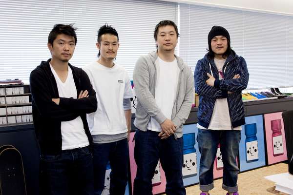 The web team: Hiroaki Endo, Atsushi Sato, Jun Watanabe (web design director), Daisuke Sato 
