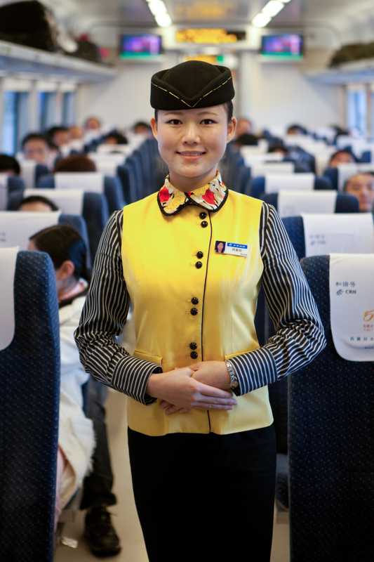 Stewardess on high-speed train