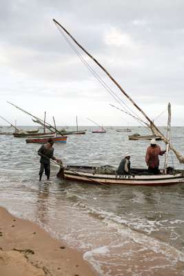 Fishermen bringing in their catch