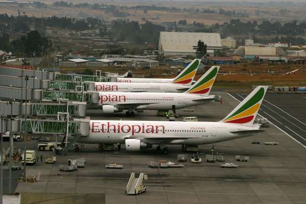 Ethiopian Airlines’ growing fleet of aircraft at Bole International Airport