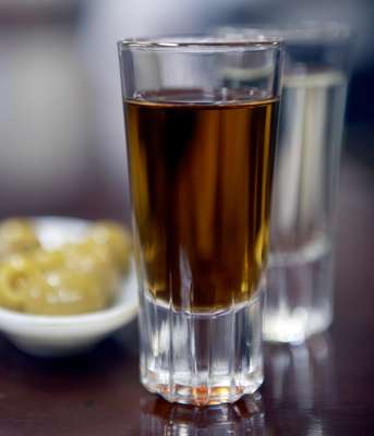 Sherry glasses at  Taberna La Manzanilla