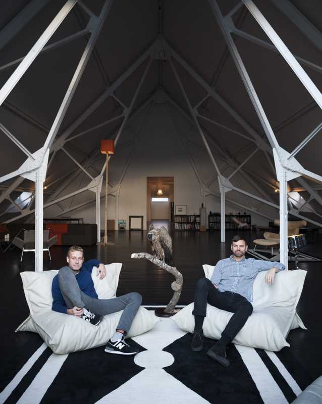 Michael Elmgreen (left) and Ingar Dragset in the loft of their renovated pumphouse 