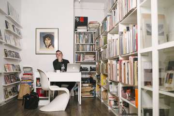 Josh Carey in his store 'Bondi Books' in Hong Kong