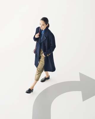 Coat by Sealup, shirt by Kiton, trousers by Priory, shoes by JM Weston, bag by Loewe