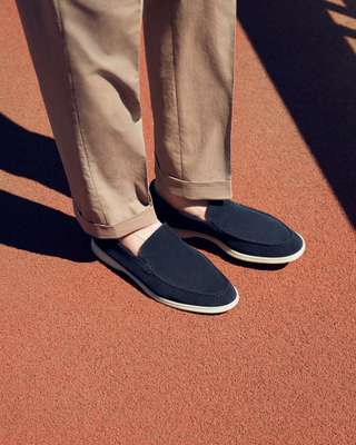 Trousers by Belvest, slip-ons by Loro Piana