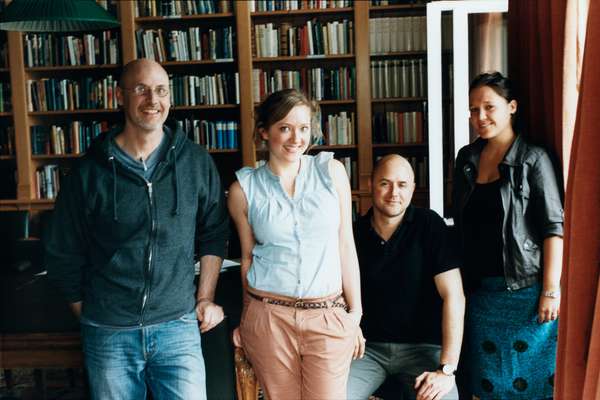 American Academy fellow Richard Deming (left) and staff 