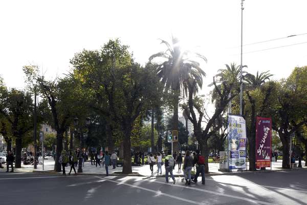 Pedestrians at Plaza Victoria
