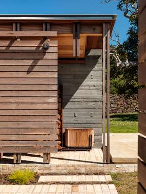 Chopping block and wood stove