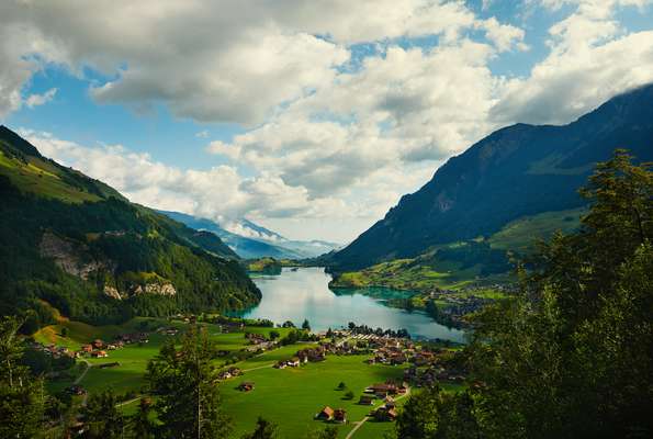 View of Lungerersee from the Brünig Pass