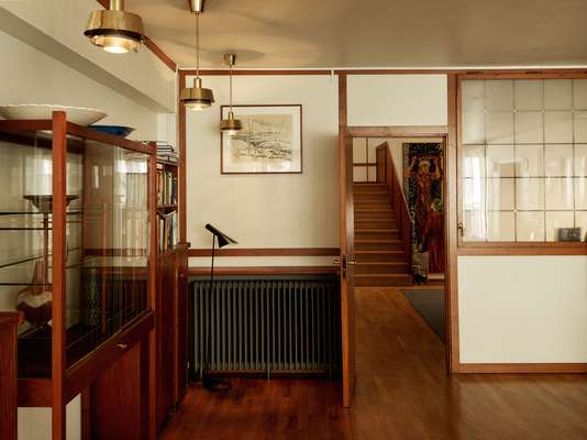 Glass cabinets in the drawing room