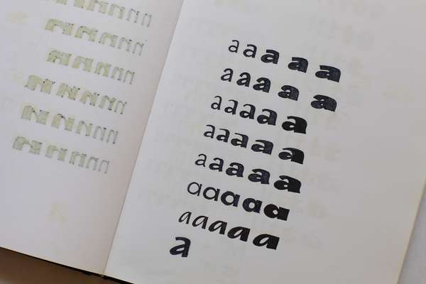 Sketches for different weights of a typeface