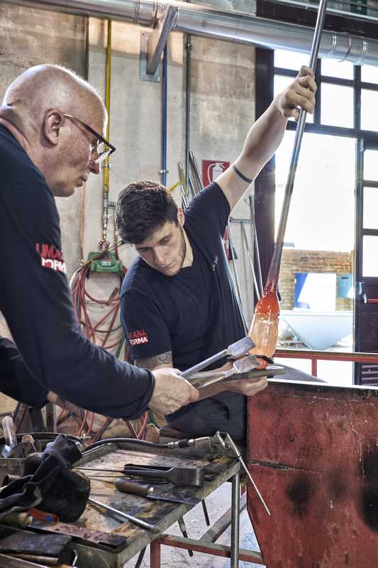 Roberto Beltrami is  one of the youngest glass-blowers at  Abate Zanetti