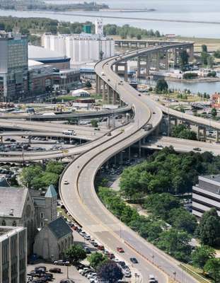 View south over Buffalo Skyway