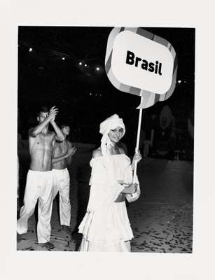 Brazil’s contingent is led into the opening ceremony