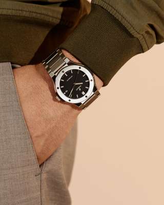 Blouson by Valstar, trousers by A Kind of Guise, watch by Hublot