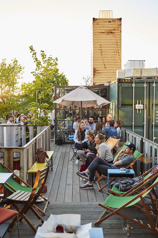 The Container Collective is a set of shipping containers home to radio stations, bars and more