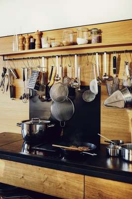 The fully stocked kitchen 