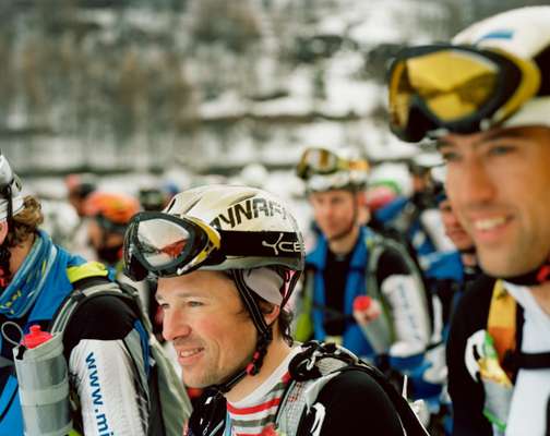 Ski mountaineers about to race
