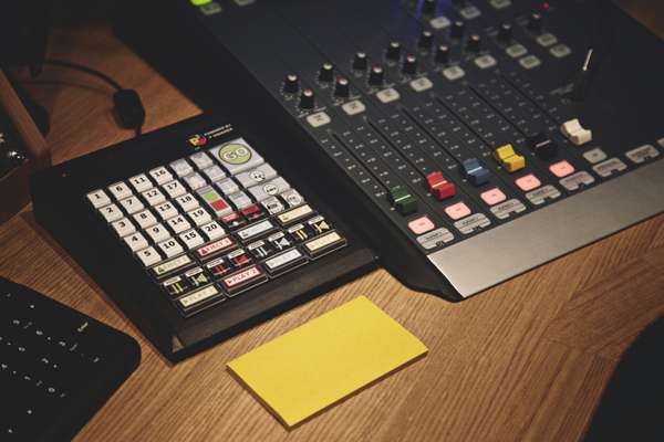 The desk in Studio Two, the heart of the rich sound that makes Monocle 24