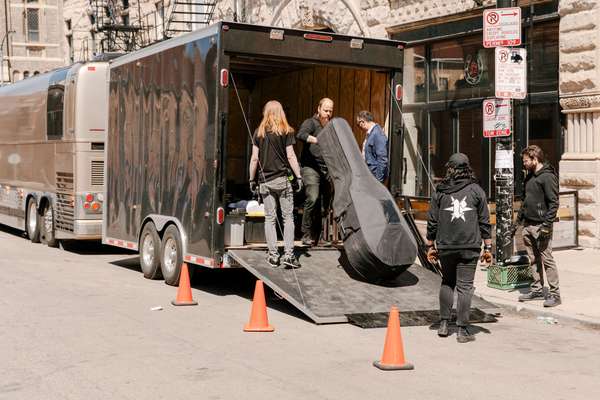 Unloading the trailer