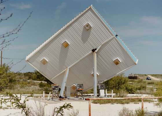 A storm-wrecked gas station outside Comstock