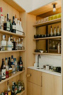 Harry Thaler’s custom-designed drinks cabinet – look out for the smart tap