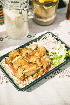 Egyptian ‘koshary’  with chicken