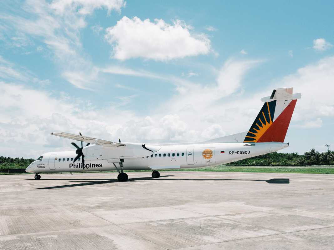 Philippine Airlines plane taxiing at Siargao Airport