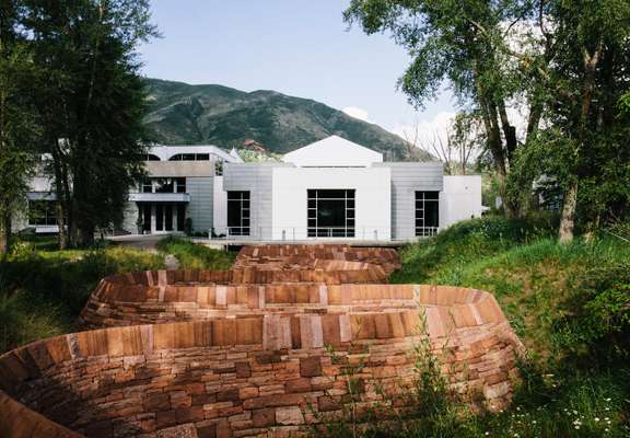 Andy Goldsworthy’s ‘Stone River’ artwork in front of the Doerr-Hosier Center